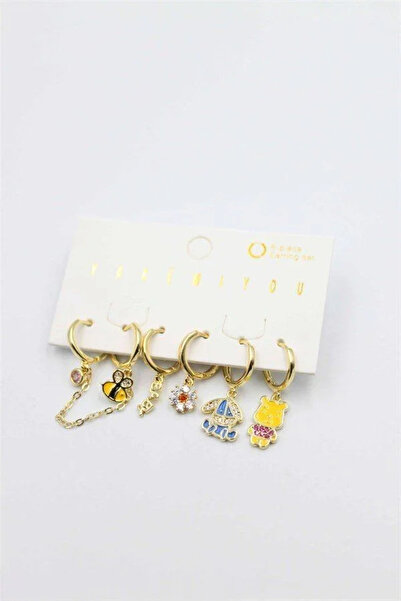 Marsilyan Nvdn- Ieg - Set of Colorful Stone Earrings - Gold Iegrs-Nvdn1