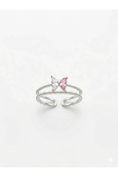 Marsilyan Nvdn- Ieg - Double Ring Design Butterfly Detailed Stone Ring Iegrs-...