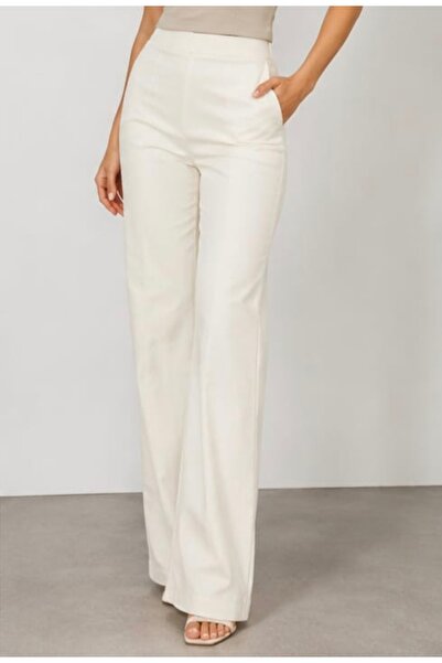 Missyempire Missy Empire Liberty Cream Women's Pants – High Waist, Straight C...