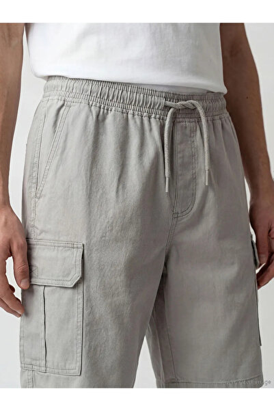 LC Waikiki Gray Standard Fit Men's Gabardine Cargo Shorts