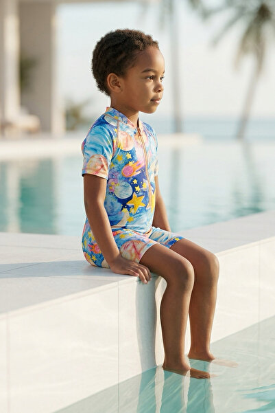 Colorinas Sunzip Girls' Short Sleeve Swimsuit