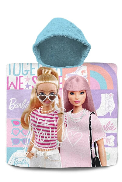 Barbie Βαμβακερή πετσέτα πόντσο, Μπάρμπι, 60x120 εκ. Μπλε
