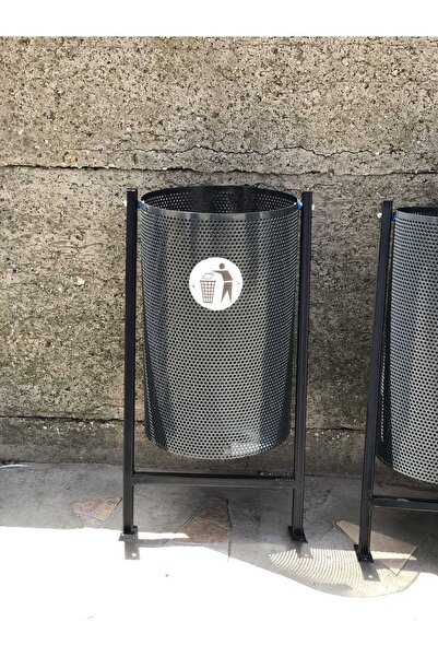 OEM Trash can made of perforated sheet metal and H-type metal frame, anthraci...