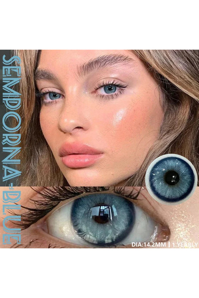 EYESSTORE SEMPORNA BLUE DOĞAL GÖRÜNÜMLÜ 1 YILLIK MAVİ GÖZ LENSİ YANMA BATMA Y...