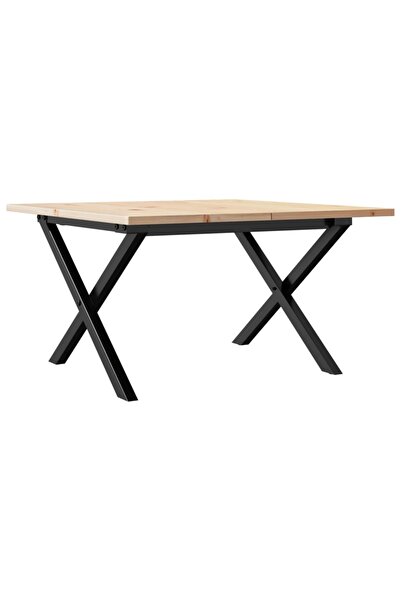 vidaxl Masă de cafea, cadru X, 60x60x40 cm, lemn masiv pin și Oţel