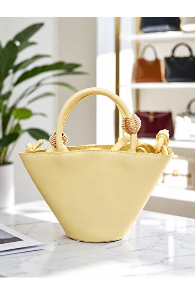 Store Sarı kova şeklinde gold detaylı mini çanta