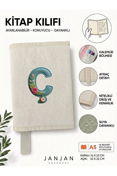 JANJAN DOĞAL KUMAŞ Kitap Kılıf,Yıkanabilir Kitap Kılıfı,Kitap Koruyucu,32x22 ...