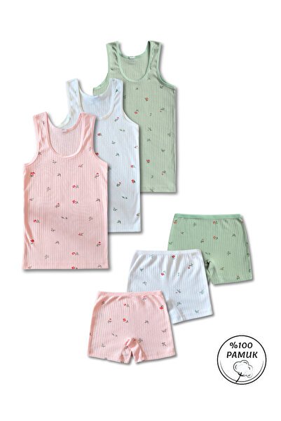 Panfilia 100% Cotton Girls' 6-Piece Undershirt and Panties 3-Piece Set / Ages...