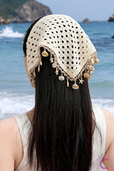 Cinderella Seashell Star Beach Hair Bandana with Tassels - Summer Bohemian Ha...