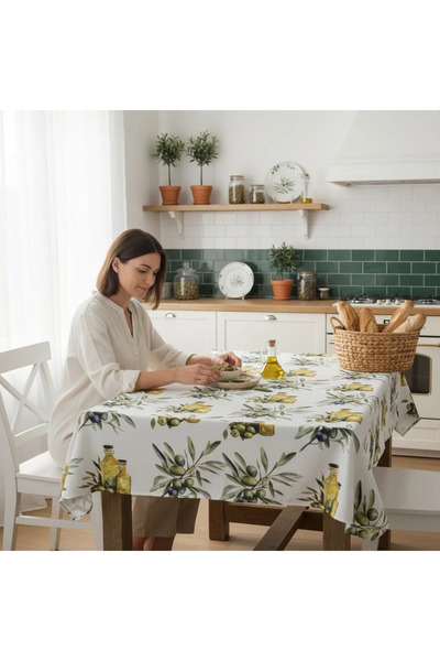 NufJoy Waterproof Tablecloth , Teflon Treated, Anti-Stain, Premium Cotton Tex...