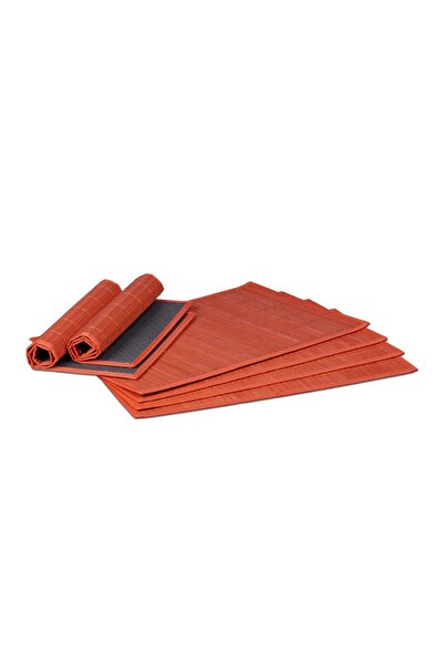 Relaxdays Set of 6 x Napron premium Relaxdays, made of bamboo, red, 0.3 x 45 ...