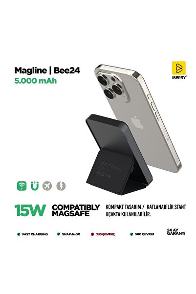 İBERRY MAGLINE B5000 WIRELESS 5.000 mAh Powerbank USB A TO 2 USB C Brands: