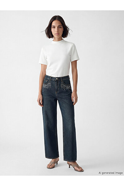 LC Waikiki Esvab • Modern & Distinctive Stoned Wide-Leg Women's Jean Pants