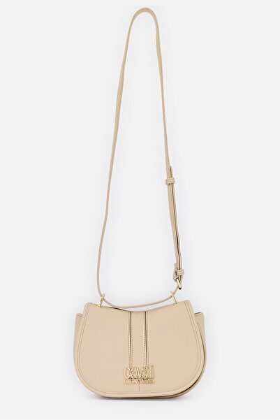 Cavalli Class Women Beatrice Brand Logo Cross Body Bag, Beige