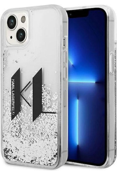Karl Lagerfeld Liguid Glitter Big KL Logo Back Cover Silicone Silver (iPhone ...