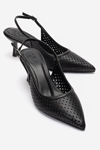 LuviShoes Uvien Black Skin Women's Heeled Shoes