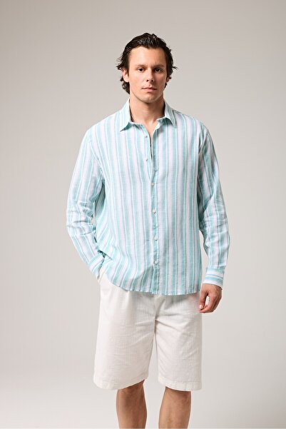 2512 Clothing Linen Regular Fit Striped Shirt