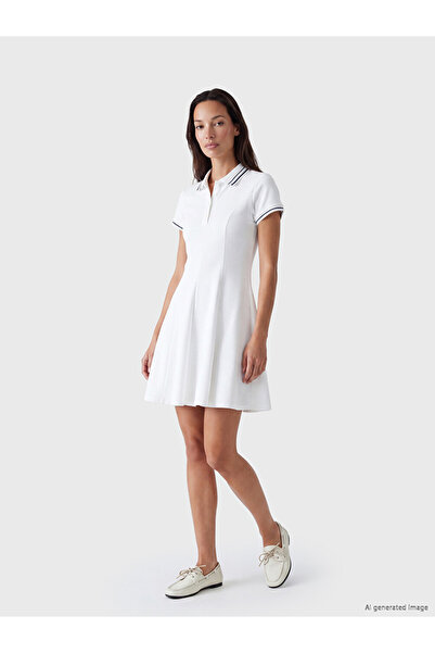 LC Waikiki White Polo Collar Mini Dress