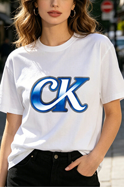 Fleck Womens T Shirts CK Logo Graphic Streetwear Casual Fashion Top