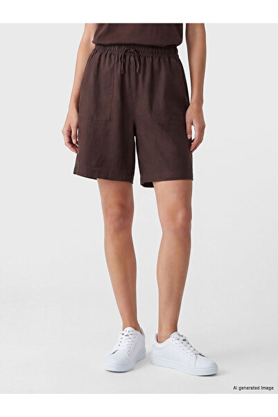 LC Waikiki Women's Shorts with Elastic Waist and Linen Look