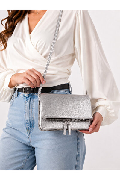 Sellini Foldable Silver Chain Detailed Shoulder and Crossbody Bag