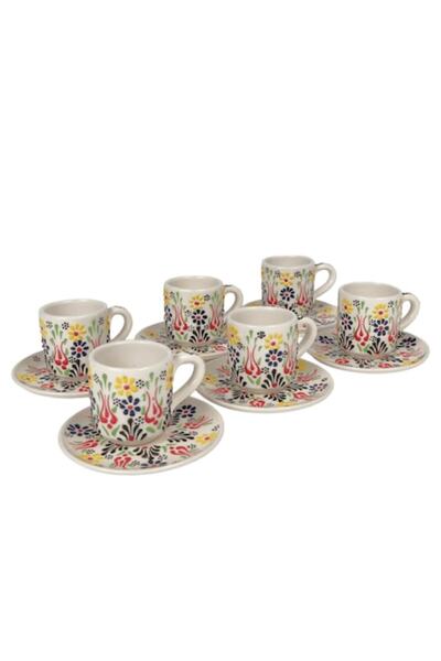 OEM Set de 6 cești ceramice turcești, pictate manual, pentru cafea sau espres...