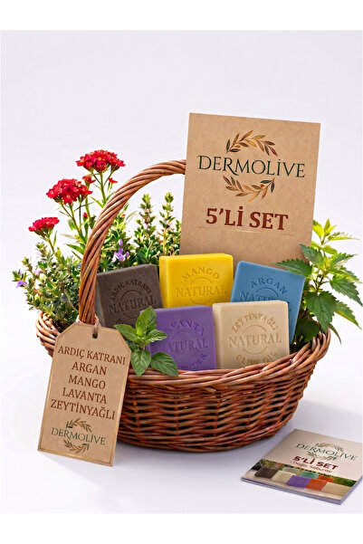 Dermolive Ardıç Katranı,Argan,Mango,Lavanta,Zeytin Yağlı 5'li Bitkisel Sabun