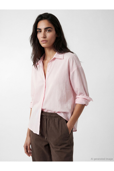 LC Waikiki Embroidered Detailed Oversize Women's Shirt