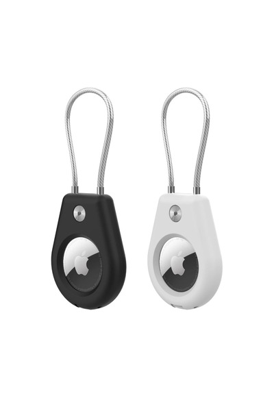 Hurtel Case For Apple Airtag With Steel Cable 2 Pieces Anti-Shock Protection