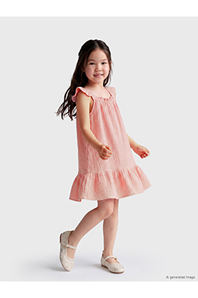 LC Waikiki Esvab • Modern & Distinctive Square Collar Embroidered Girls' Musl...