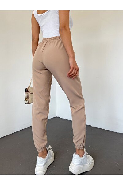 maxkomp Paçasi Elastic Waist Pants with Large Pockets and Zipper