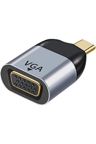 POWERTECH Μετατροπέας USB-C αρσενικό σε VGA θηλυκό Γκρι 1 τεμάχιο PTH-094