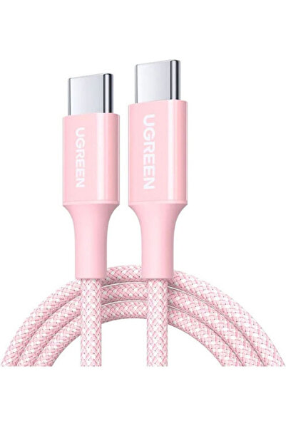 Ugreen Πλεγμένο Καλώδιο USB 2.0 USB-C Αρσενικό - USB-C 60W Ροζ 2μ 65246