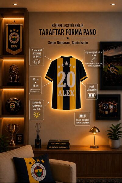 Design 4N Kişiselleştirilebilir Taraftar Forma Duvar Süsü