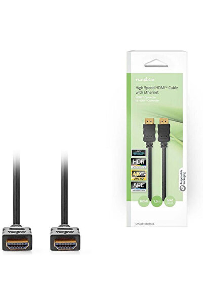 Nedis Καλώδιο HDMI Αρσενικό σε Αρσενικό 1,5μ Μαύρο Κωδικός: CVGB34060BK15