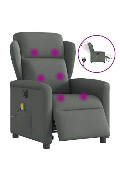 vidaxl Fotoliu electric de masaj rabatabil, gri închis, textil