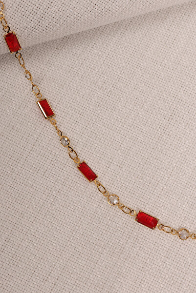 Süspüs Accessories Red Baget Stone Necklace