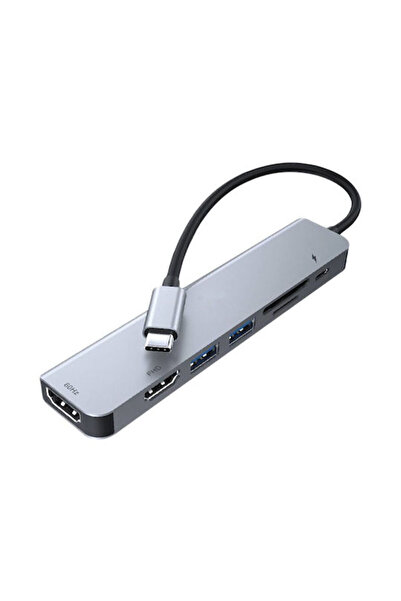 Lamtech 7 σε 1 Σταθμός σύνδεσης USB-C με HDMI 4K PD Γκρι