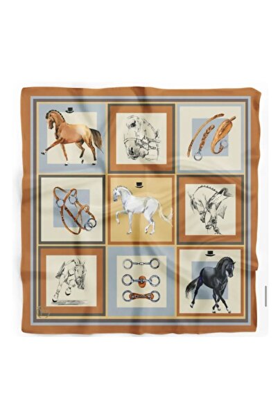 LENTE AKSESUAR Women's Premium Patterned Shawl-Silk Satin Textured Scarf