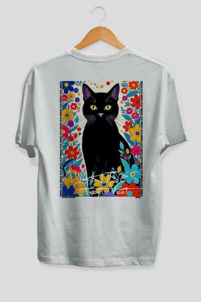 Ankhises 98 Cats for Cat Lovers Printed White Oversize T-Shirt 100% Cotton Un...