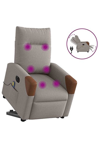 vidaxl Fotoliu electric masaj rabatabil cu ridicare, gri taupe, textil
