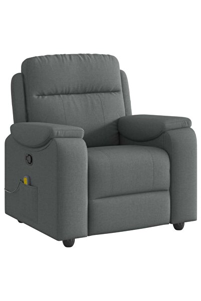 vidaxl Fotoliu de masaj rabatabil, gri închis, material textil