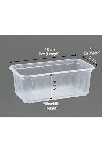 Eltron Dondurma, Şarküteri ve Manav Kasesi Plastik Şeffaf Kap, 1000 gr cc, 50 Adet
