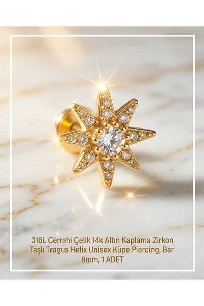 Lunexa 316L Cerrahi Çelik Altın Kaplama Kararmaz Alerji Yapmaz Zirkon Taş Fig...
