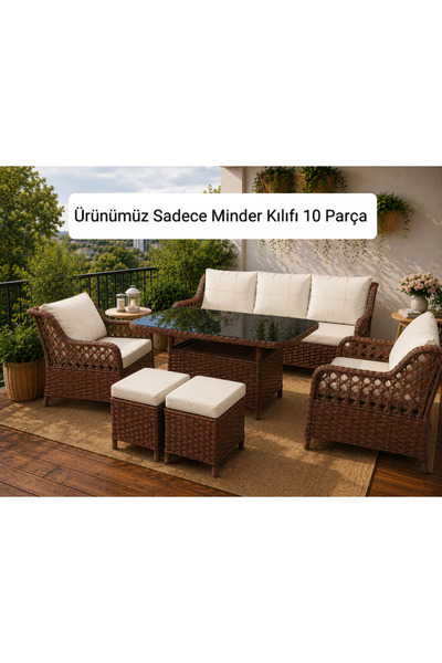 Rattano Garden Minder Kılıfı 10 Parça Rattan & Çay seti