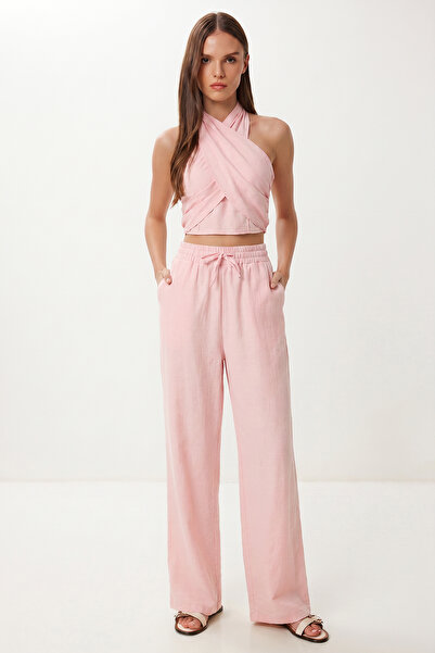Lovelyİstanbul Set de lenjerie din in, tip halter, LBY0059 ROZ CANDY
