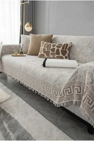 evinyenihali Versace Desenli Koltuk Örtüsü 180x300 cm Kolları Kapatan Çekyat ...