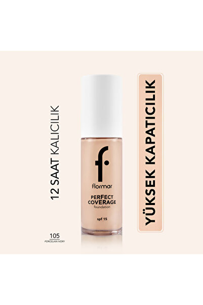 Flormar Perfect Coverage Yoğun Pigmentli SPF15 Fondöten No: 105