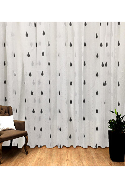 Liz Line Perdea brodata mecanic, culoare alb/negru, 300x245cm, din colectia E...