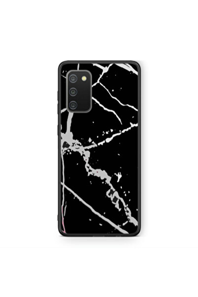 Other Samsung A02s Marble Cream Cracks Black Glossy Θήκη